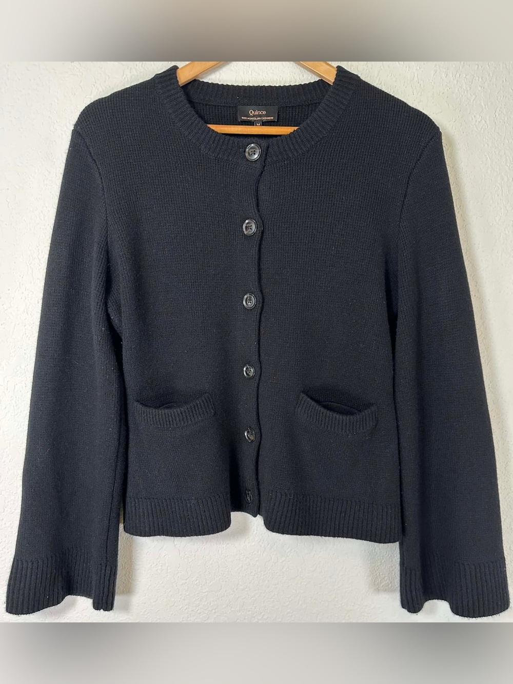 Quince Black Mongolian Cashmere Structured Cardigan - Picture 7 of 8